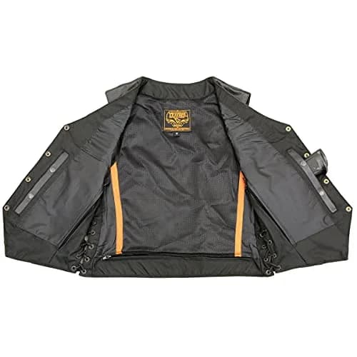 Milwaukee Leather SH1292 Women's Black Leather Side Lace 6 Pocket Motorcycle Vest Large | Durable Full-Grain Leather thumbnail 5