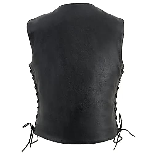Milwaukee Leather SH1292 Women's Black Leather Side Lace 6 Pocket Motorcycle Vest Large | Durable Full-Grain Leather thumbnail 2