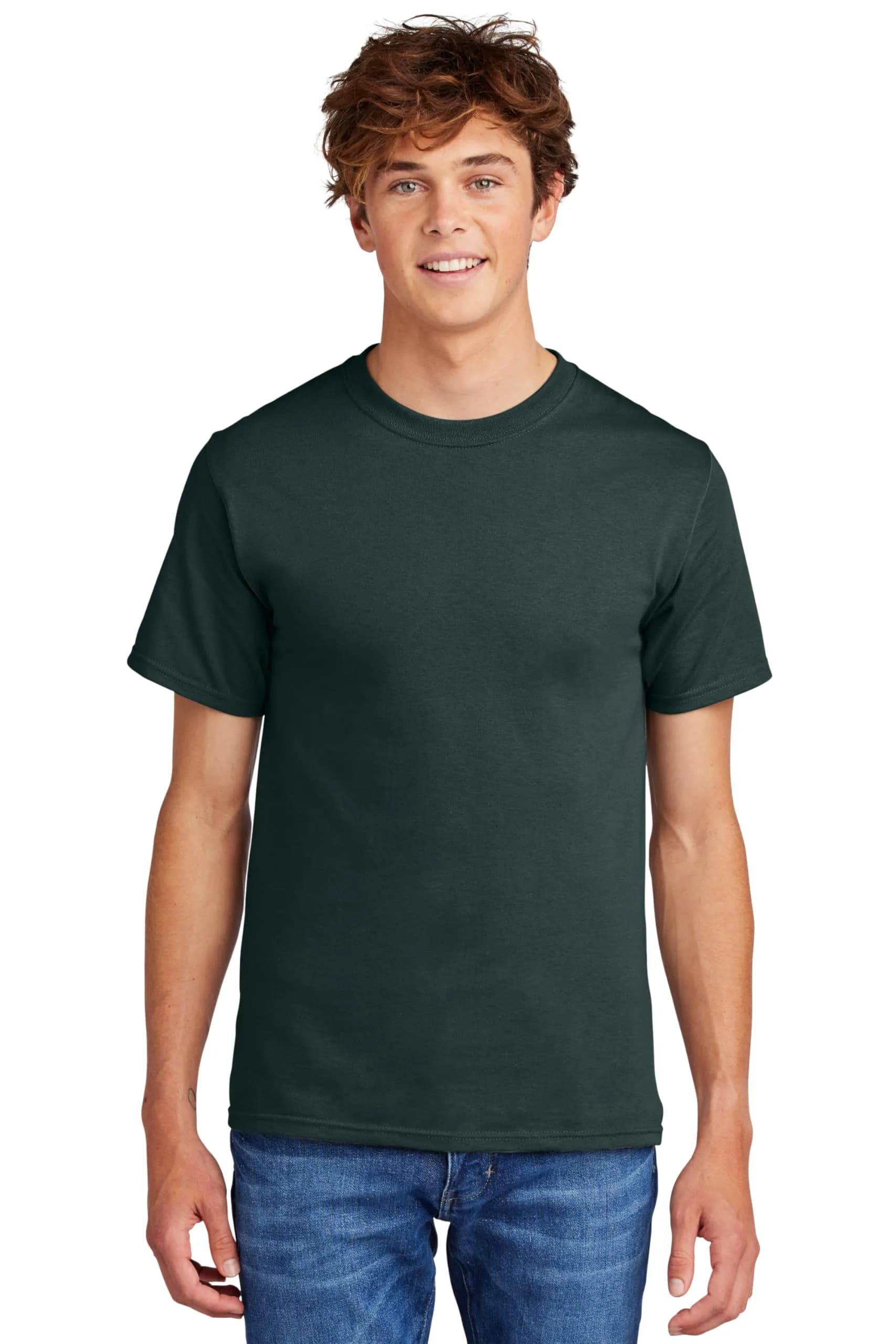 Port & Co Big and Tall 100% Cotton Essential T-Shirt Large Tall Dark Green | Heavyweight Crew Neck - main product image