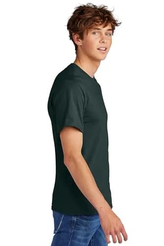 Port & Co Big and Tall 100% Cotton Essential T-Shirt Large Tall Dark Green | Heavyweight Crew Neck thumbnail 3