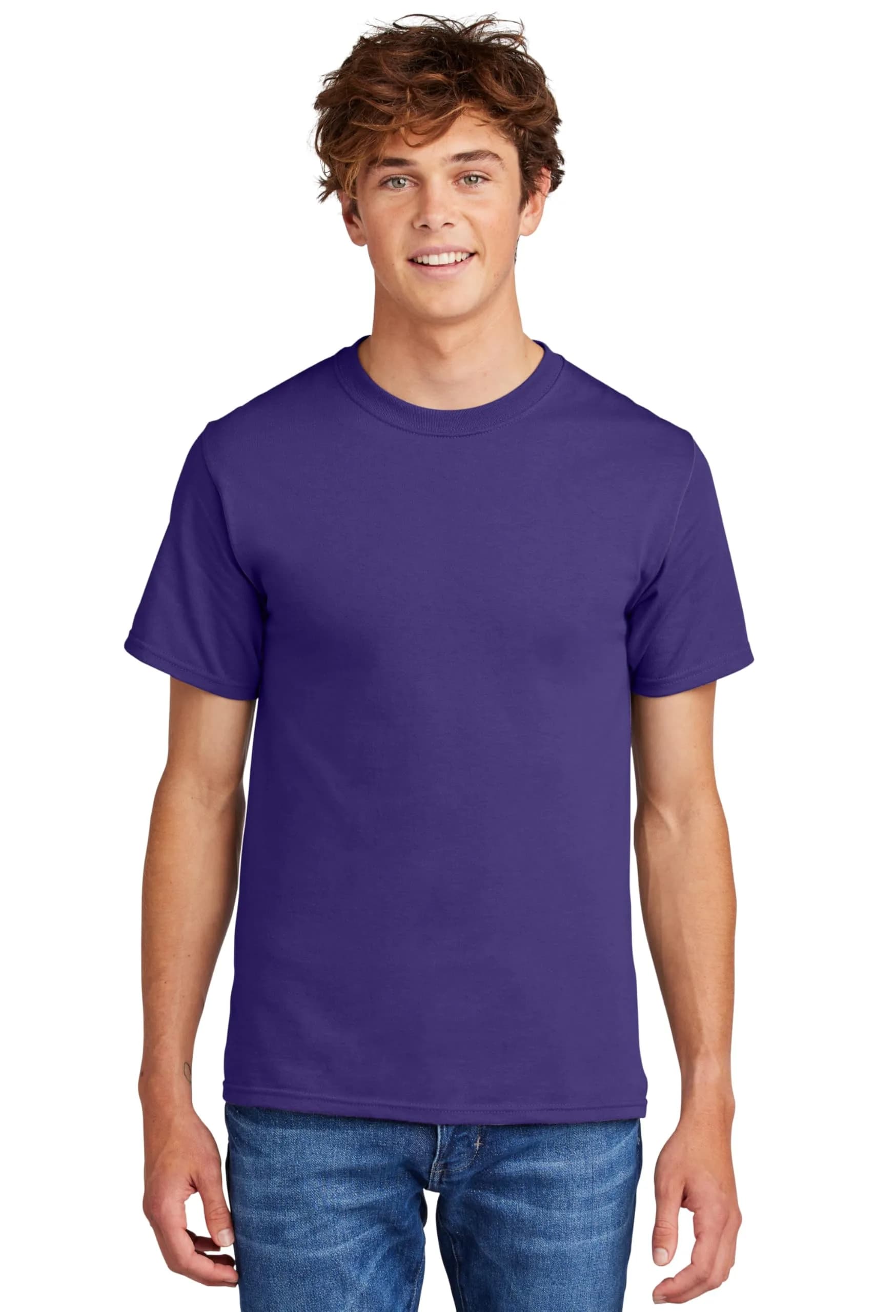 Port & Company Big and Tall 100% Cotton Essential T-Shirt Large Tall Purple | Heavyweight Crew Neck — Purple