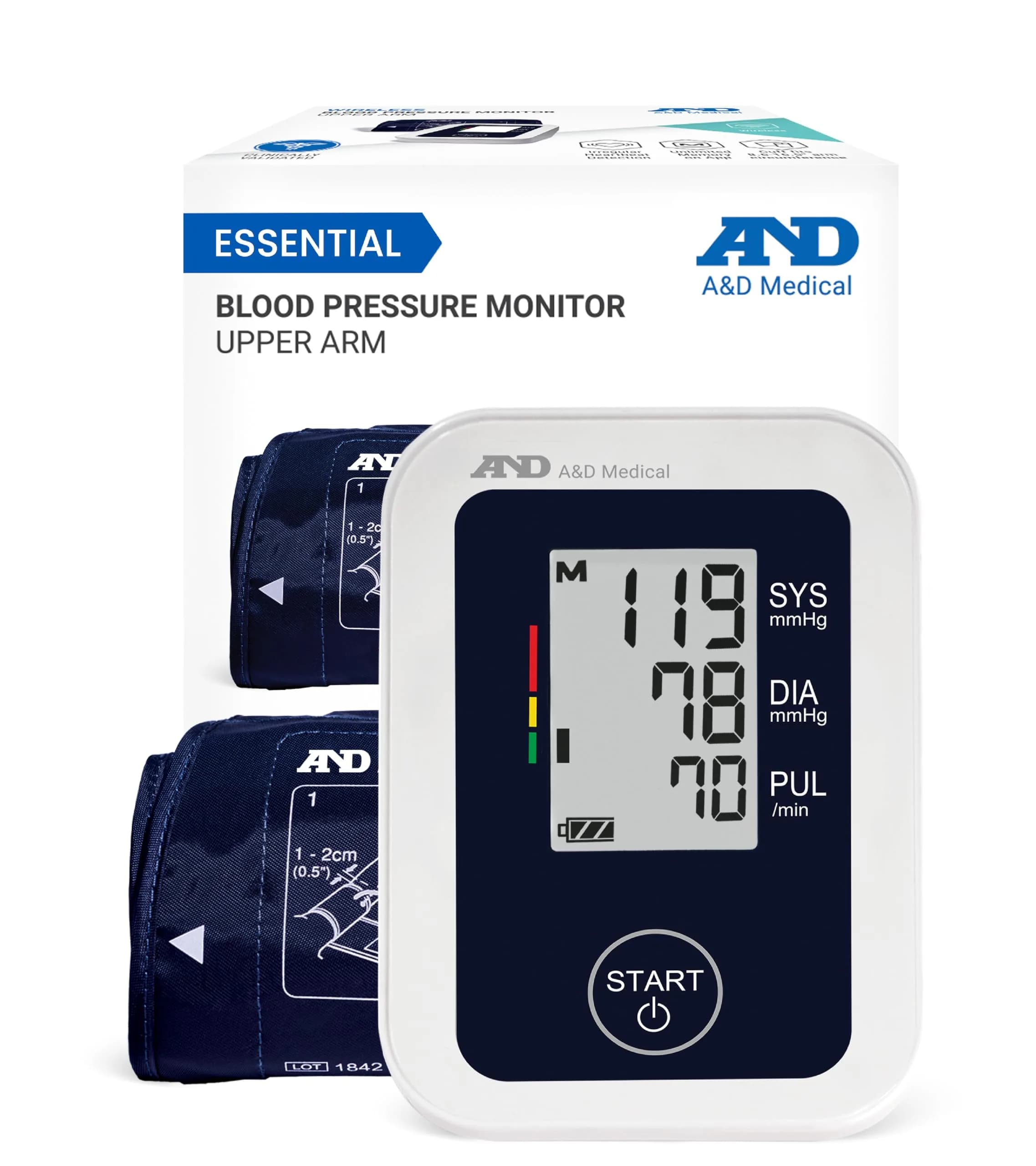 A&D Medical UA-651 Upper Arm Blood Pressure Monitor with Wide Range Cuff (22-42cm / 8.6-16.5") | Clinically Validated for Home Use — Monitor with Wide Range Cuff + AC port