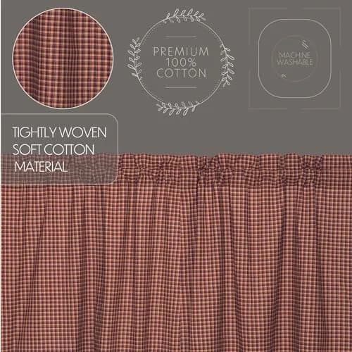 VHC Brands Patriotic Patch 36 in W x 63 in L Plaid Light Filtering Rod Pocket Window Panel Red Navy Khaki Pair thumbnail 4