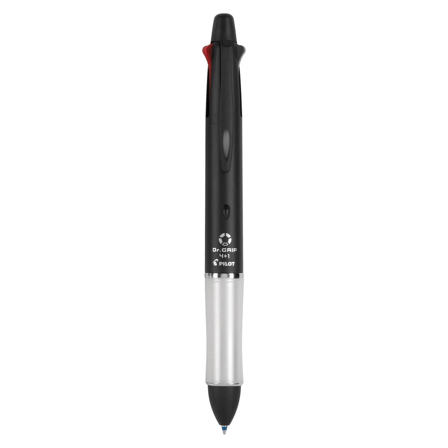 PILOT Dr. Grip 4+1 Multi-Function Ballpoint Pen + Pencil, Fine Point 0.7mm, Black Barrel, 4-Color Ink | Arthritis Foundation Commended Ergonomic Grip - main product image
