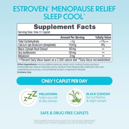 Estroven Sleep Cool for Menopause Relief 30 Caplets | Clinically Proven Sleep Support for Hot Flashes & Night Sweats thumbnail 3