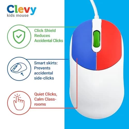 Clevy Kids Mouse - Colorful Ergonomic USB Kids Mouse for School & Home | Compatible with Windows, macOS, Chromebook thumbnail 3