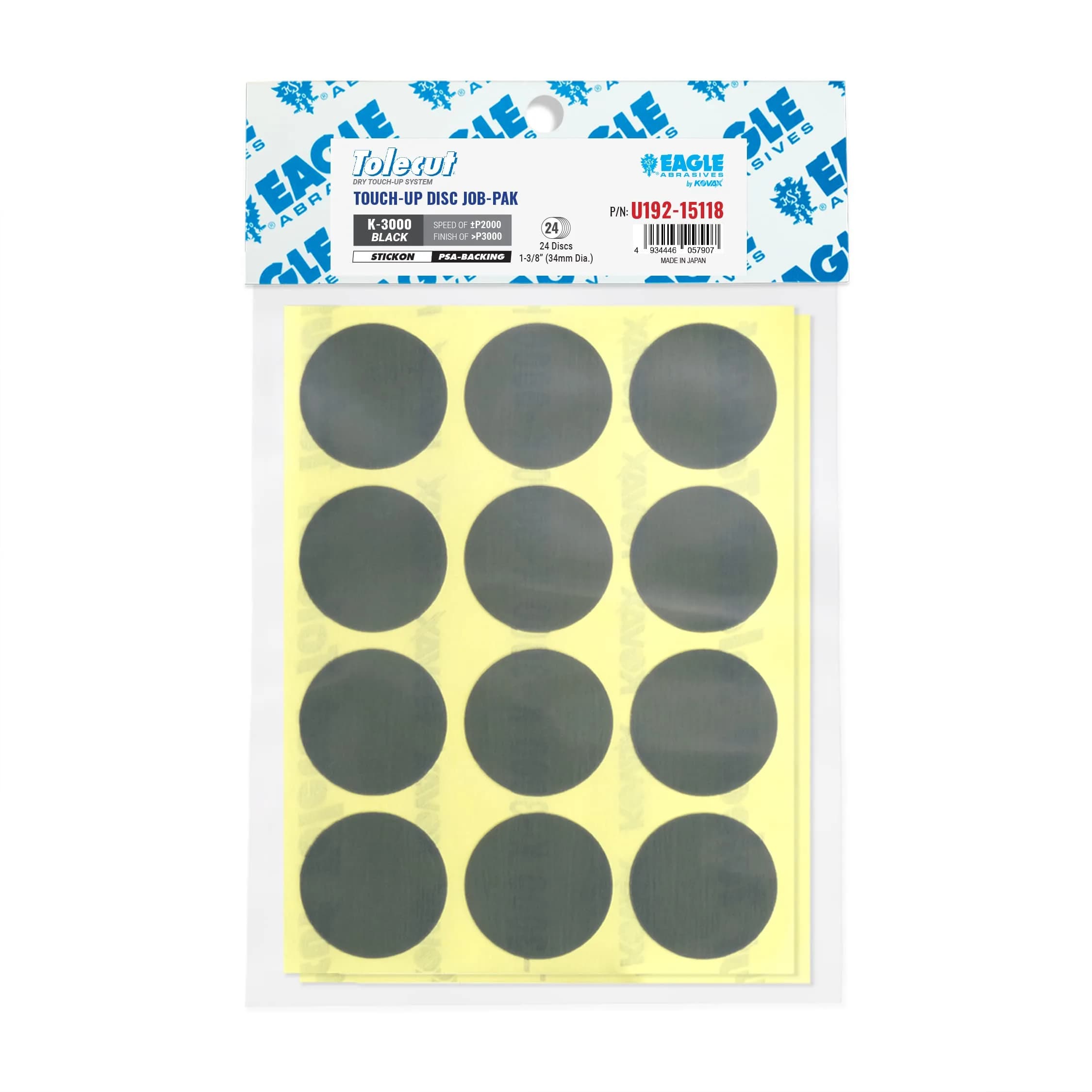 Eagle Abrasives Tolecut PSA Touch-Up Discs 34mm Ultra Fine 3000 Grit | Japan-Made for Precise Finishing - main product image