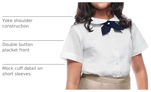 Classroom Girls Short Sleeve Peter Pan Blouse, White, Large | Classic School Uniform thumbnail 4