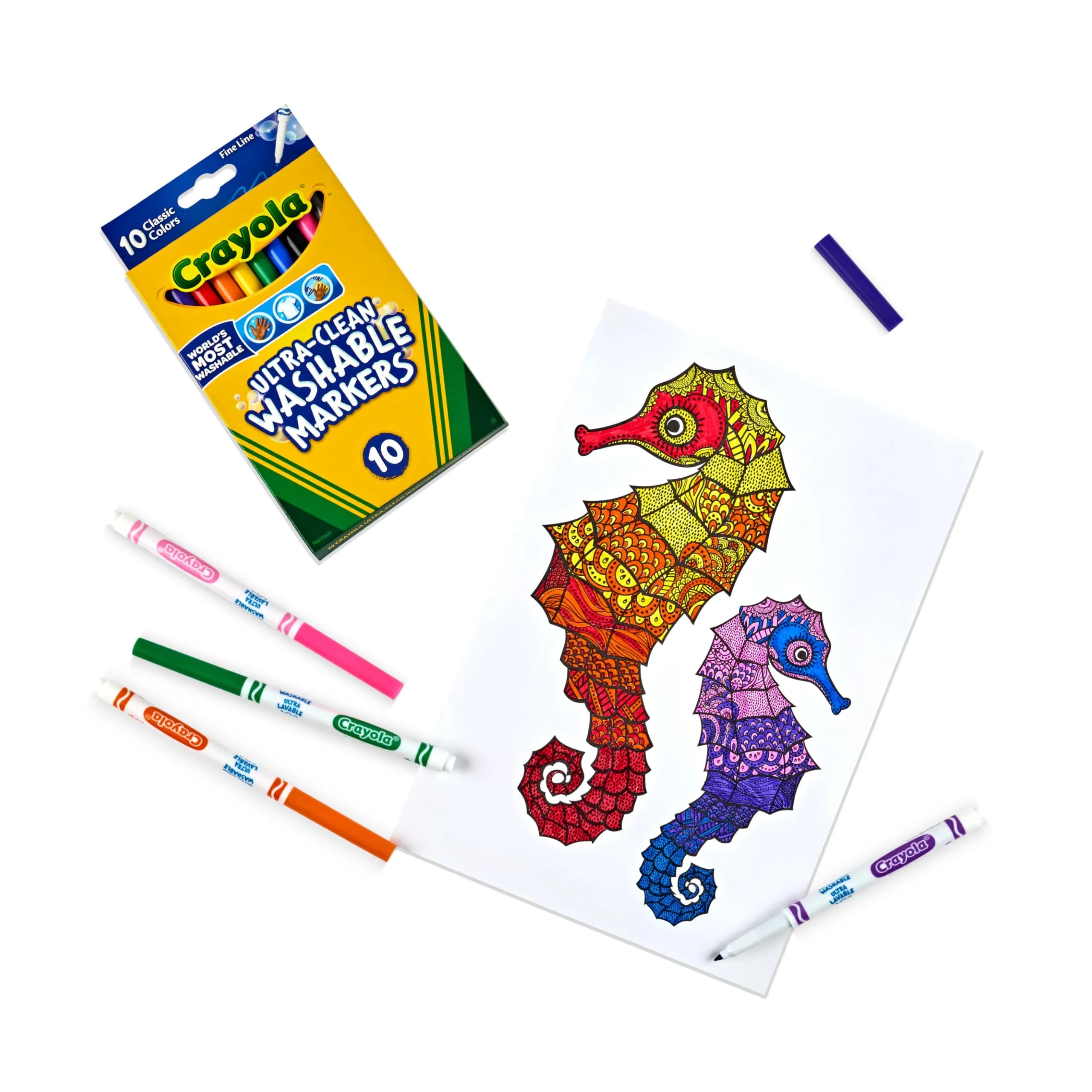 Crayola Ultra-Clean Washable Markers, Fine Line Multicolor, 10 Count | Washable from Skin, Clothing, and Walls - view 2