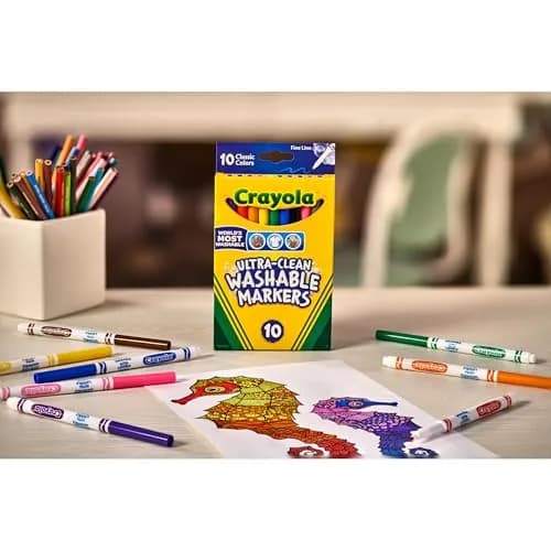 Crayola Ultra-Clean Washable Markers, Fine Line Multicolor, 10 Count | Washable from Skin, Clothing, and Walls thumbnail 3