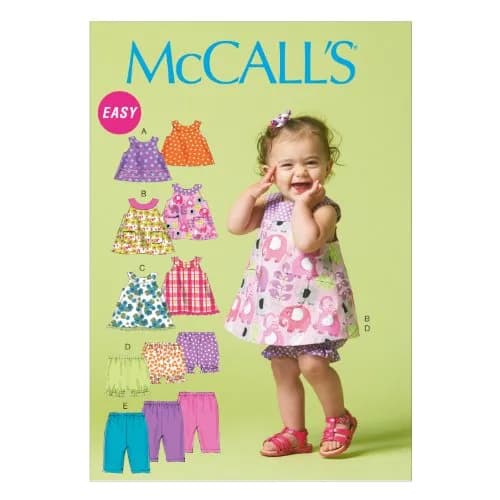 McCall M6912 Infants Reversible Top Dresses Bloomers and Pants Sewing Pattern YA5 (All Sizes In One Envelope) | Beginner Sewing Project Kit thumbnail 1