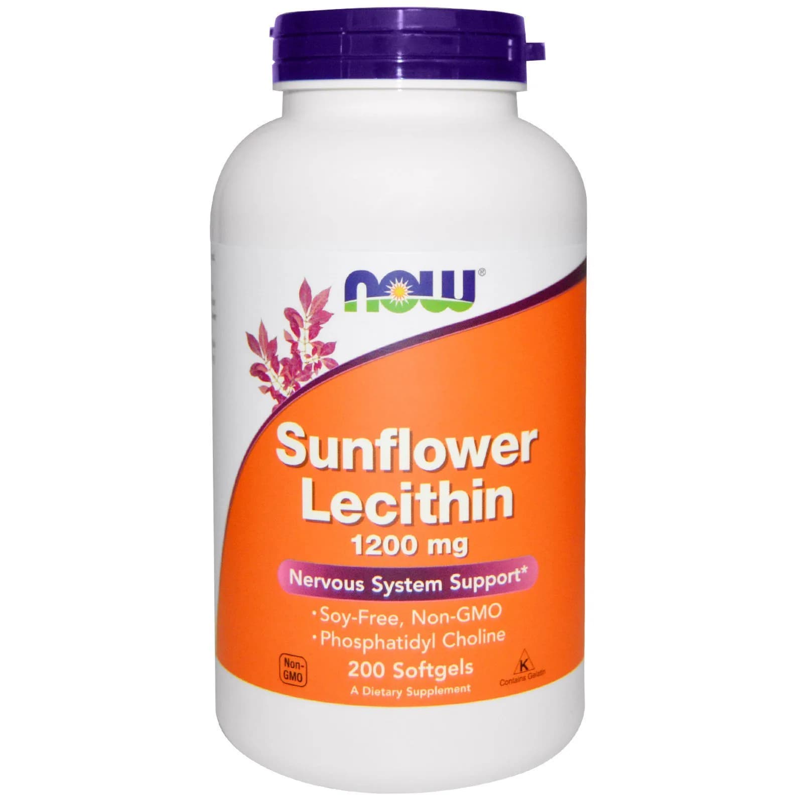 NOW Foods Sunflower Lecithin 1200mg | Non-GMO, Soy-Free, Brain & Nervous System Support — Softgel