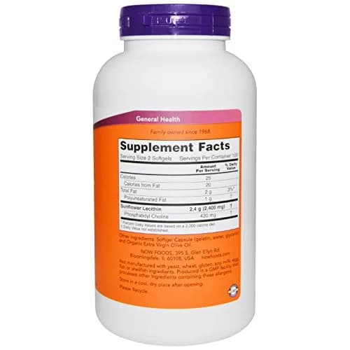 NOW Foods Sunflower Lecithin 1200mg | Non-GMO, Soy-Free, Brain & Nervous System Support thumbnail 2