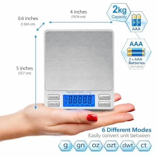 Smart Weigh Gold & Jewelry Scale 2000g | Precise Pocket Digital Scale with Backlit LCD thumbnail 4
