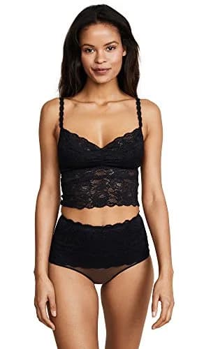 Cosabella Never Say Never Cropped Cami Black | Sheer Floral Lace, Adjustable Straps, Slim Fit (70-120 chars) thumbnail 1