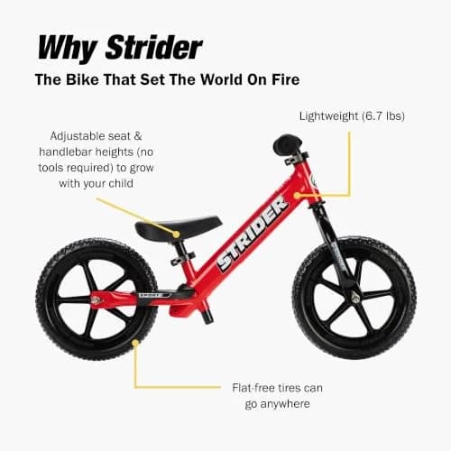 Strider 12 Sport No Pedal Balance Bike for Kids 12 in. Red | Helps Kids Learn Faster & Balance thumbnail 4