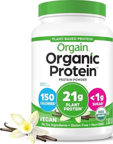 Orgain Organic Vegan 21g Protein Powder Iced Coffee 2.03 lb (920 g) | USDA Organic Plant-Based Protein with Caffeine — Vanilla / 2.03 Pound