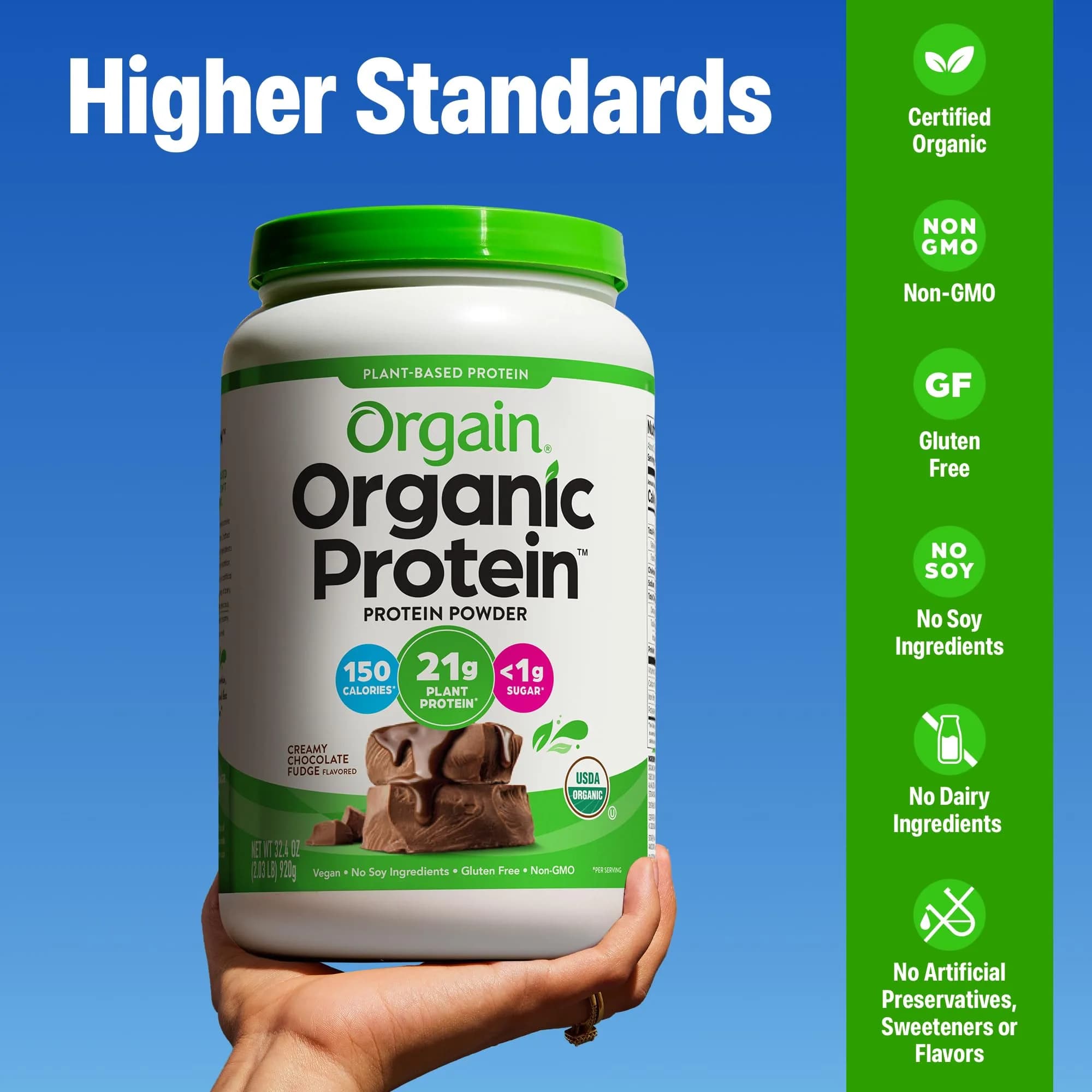 Orgain Organic Vegan Protein Powder Creamy Chocolate Fudge 2.03 lb | 21g Plant Protein Per Serving - view 4