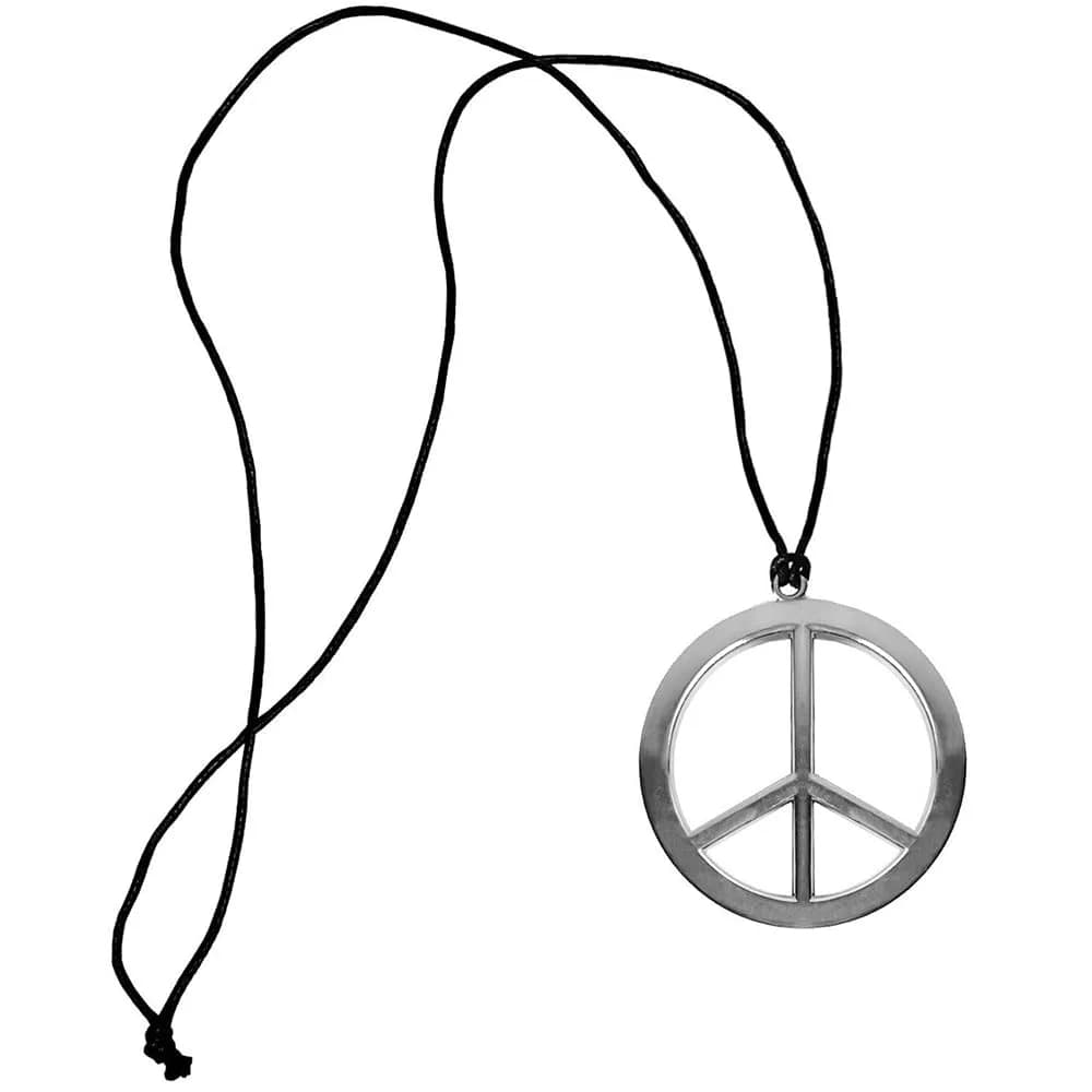 Amscan Peace Sign Necklace Black/Silver 26.5 inch Plastic Retro Style Unisex Fashion Statement Piece — Black/Silver
