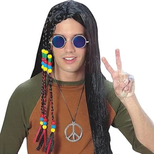 Amscan Peace Sign Necklace Black/Silver 26.5 inch Plastic Retro Style Unisex Fashion Statement Piece thumbnail 2