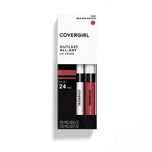 COVERGIRL Outlast All-Day Lip Color With Topcoat, 542 Brazen Raisin | Transfer-Proof Matte Finish thumbnail 3