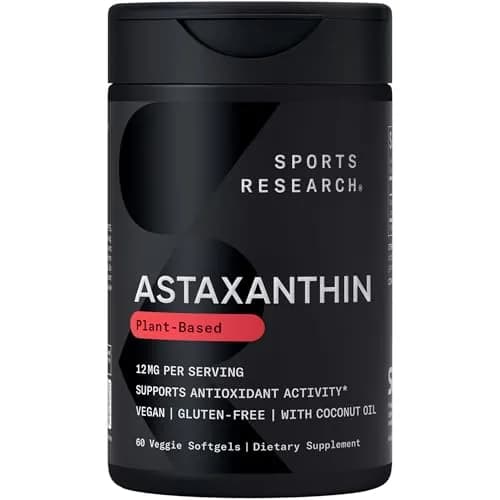 Sports Research Vegan Astaxanthin 12mg with Organic Coconut Oil 60 Count | Antioxidant Support for Skin & Eye Health thumbnail 1
