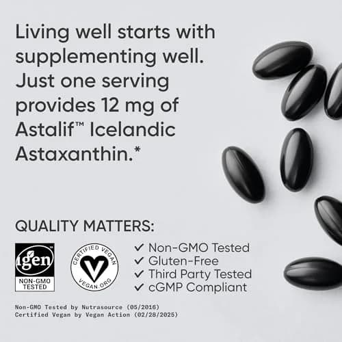 Sports Research Vegan Astaxanthin 12mg with Organic Coconut Oil 60 Count | Antioxidant Support for Skin & Eye Health thumbnail 4
