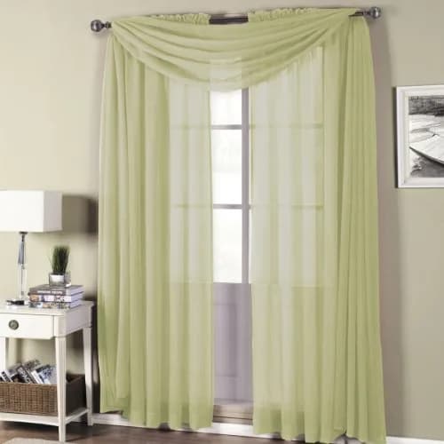 Royal Hotel Sheer Curtains – Crushed Rod Pocket Panels, 2-Pack Semi-Sheer Window Drapes, 63” Length, Green | Modern Light-Filtering Panels thumbnail 2