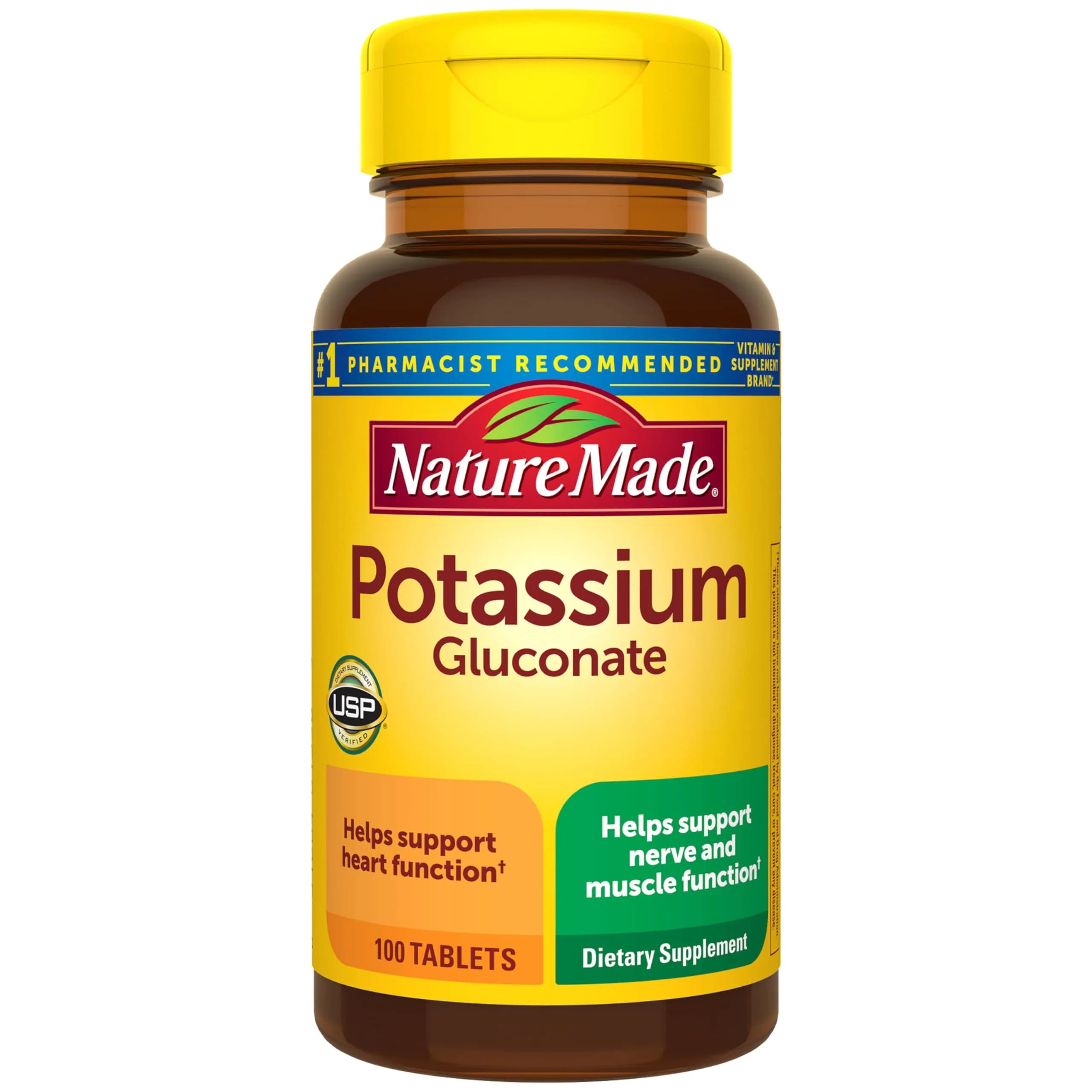 Nature Made Potassium Gluconate 550 mg Tablets | 90 mg Potassium per tablet | 100 Count - main product image