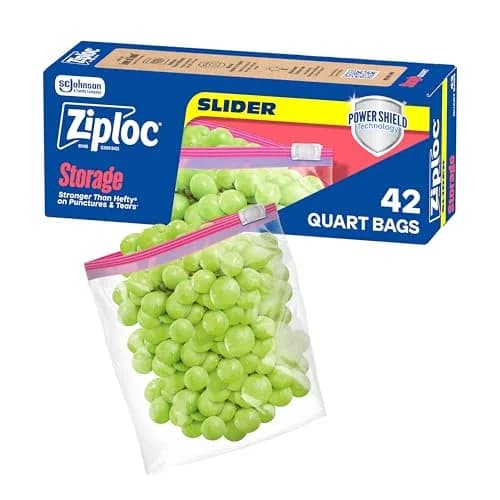 Ziploc Quart Slider Food Storage Bags 1 Quart (42 Count) | Power Shield Technology for More Durability thumbnail 1