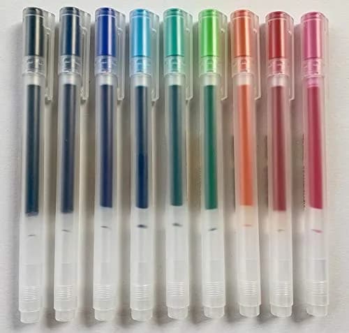 MUJI Gel Ink Ballpoint Pens 0.5mm 9-Color Pack | Smooth Writing for Students & Office thumbnail 1