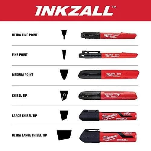 Milwaukee INKZALL Permanent Marker, Fine Point, Black, 4-Pack | Writes on Wet, Oily, Dusty Surfaces thumbnail 7