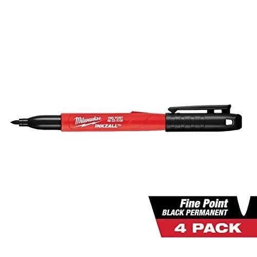 Milwaukee INKZALL Permanent Marker, Fine Point, Black, 4-Pack | Writes on Wet, Oily, Dusty Surfaces thumbnail 2