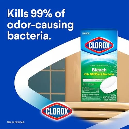 Clorox Ultra Clean Toilet Tablets Bleach 2 Count (3.5 Oz Each) | Kills 99.9% Bacteria & Prevents Stains thumbnail 2