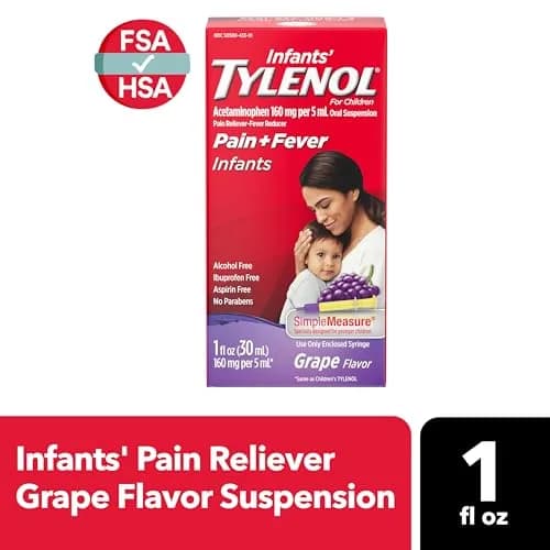 Infants' Tylenol Oral Suspension Acetaminophen Grape 29.57ml (1 fl. oz) | Pediatrician Recommended Pain & Fever Relief thumbnail 9