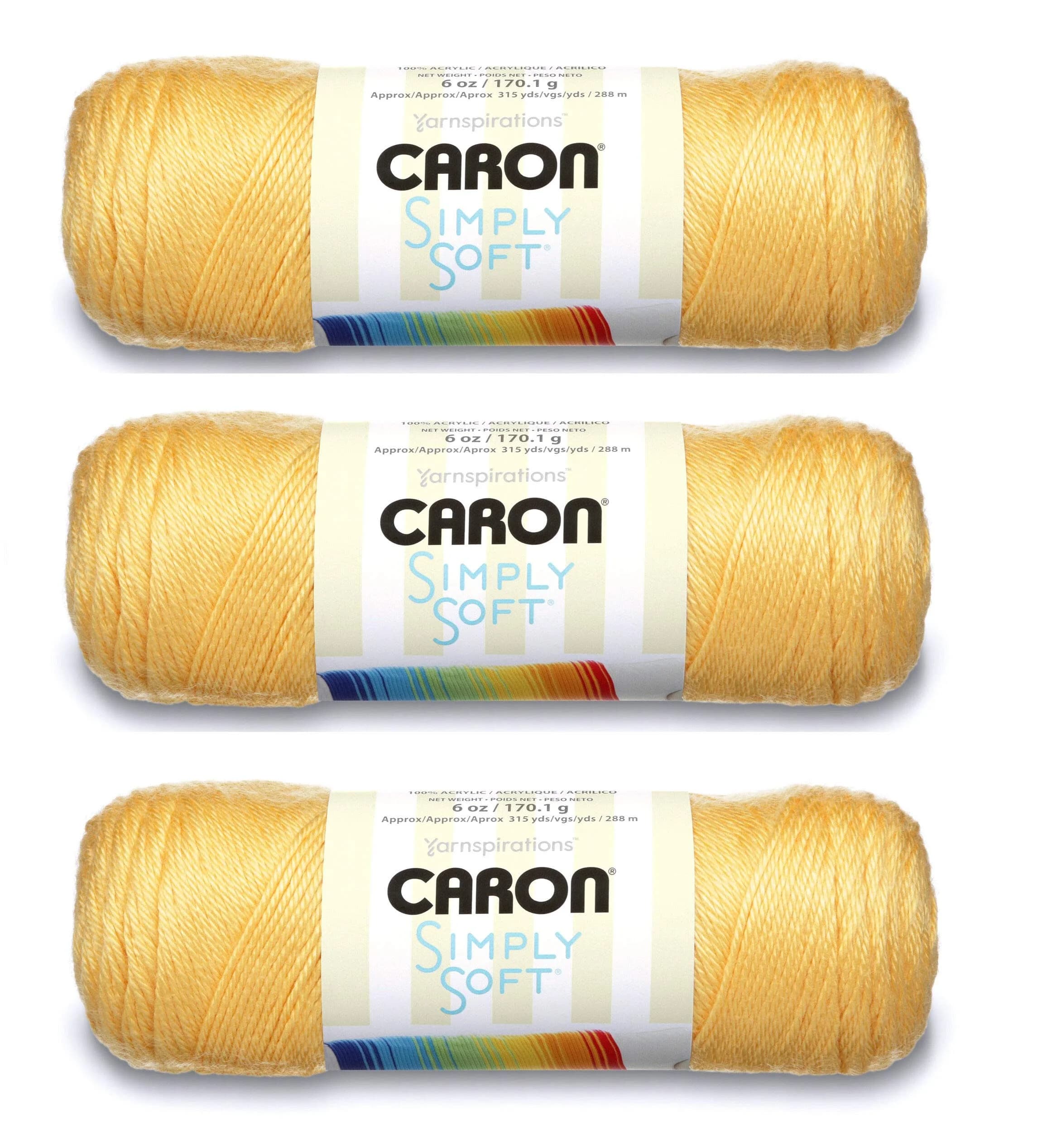 Caron Simply Soft Yarn Solids 3-Pack Sunshine | Ultra-Soft Acrylic for Crochet & Knitting