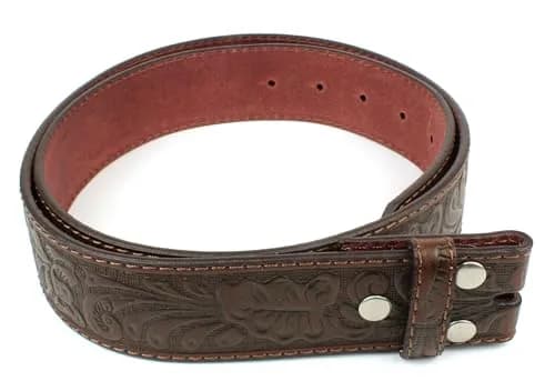 BC Belts Western Leather Belt Strap - 1.5” Wide Embossed Scrollwork (Brown-XL) | Classic Western Style thumbnail 9