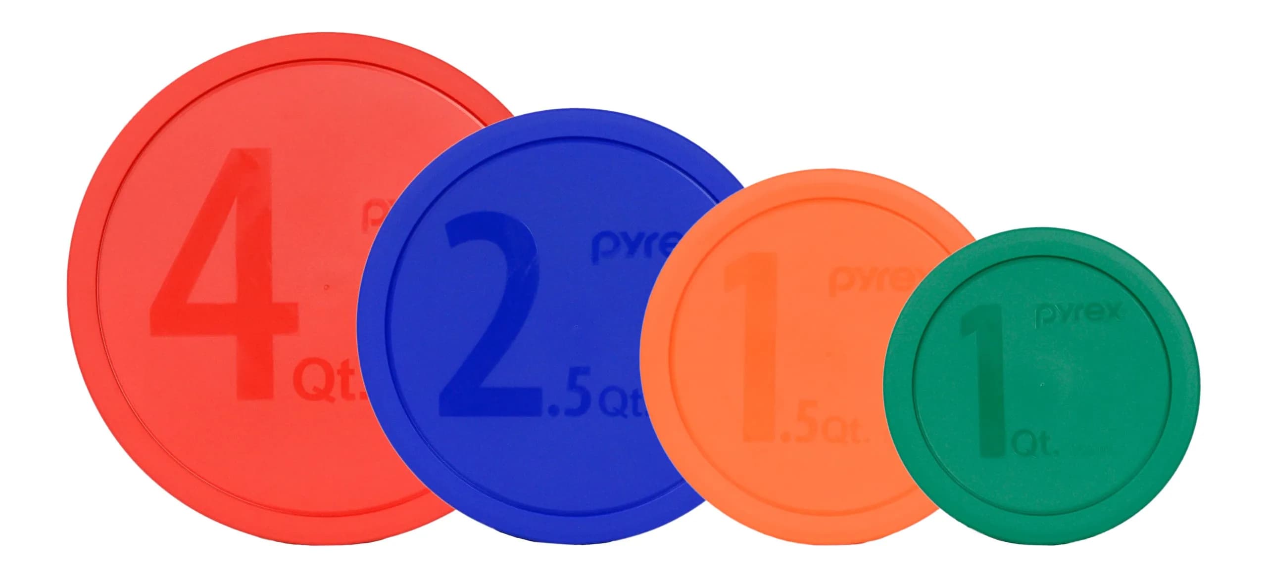 Pyrex Mixing Bowl Lid Set 1qt, 1.5qt, 2.5qt, 4qt (4-Piece Set) | BPA-Free Plastic Lids for Pyrex Bowls