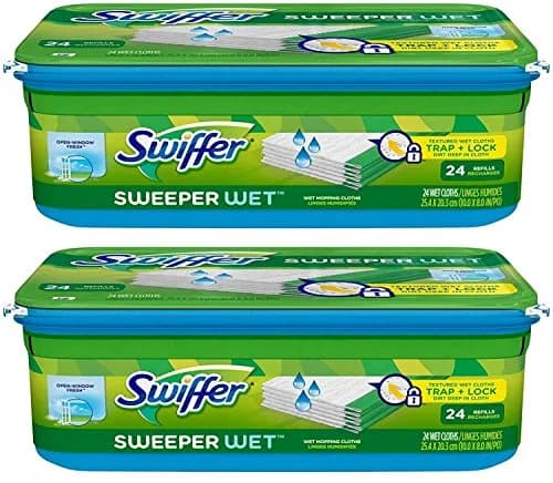 Swiffer Sweeper Wet Mopping Cloth Refill - Open Window Fresh - 28 Count (Pack of 2) | Trap and Lock Dirt with Fresh Scent thumbnail 1