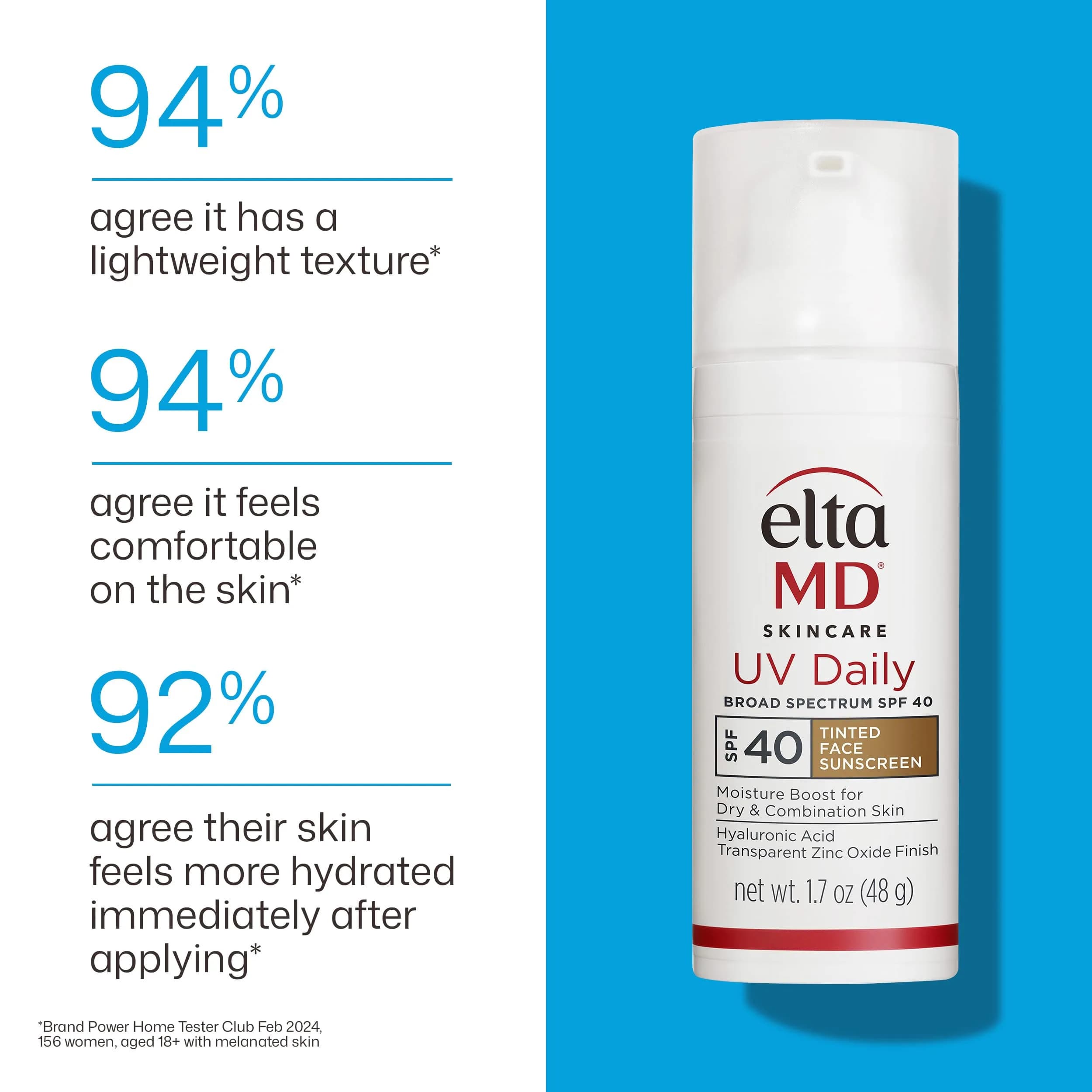 EltaMD UV Daily Tinted Hydration+ SPF 50 Face Sunscreen Moisturizer with Hyaluronic Acid, 1.7 oz - view 8