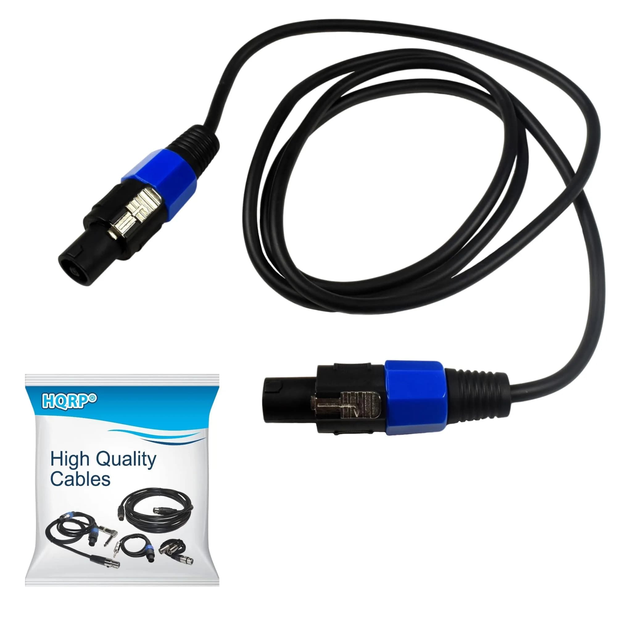 HQRP 6ft Speakon to Speakon (M/M) Cable for QSC GX3 / GX7 / PLX1602 / PLX3602 / RMX1450a / RMX1850HD / RMX5050a | Power Amplifier Cable — Black