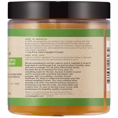 Carol's Daughter Mimosa Hair Honey Shine Pomade, 8 fl oz | Moisturizes & Controls Frizz for Curly Hair thumbnail 3