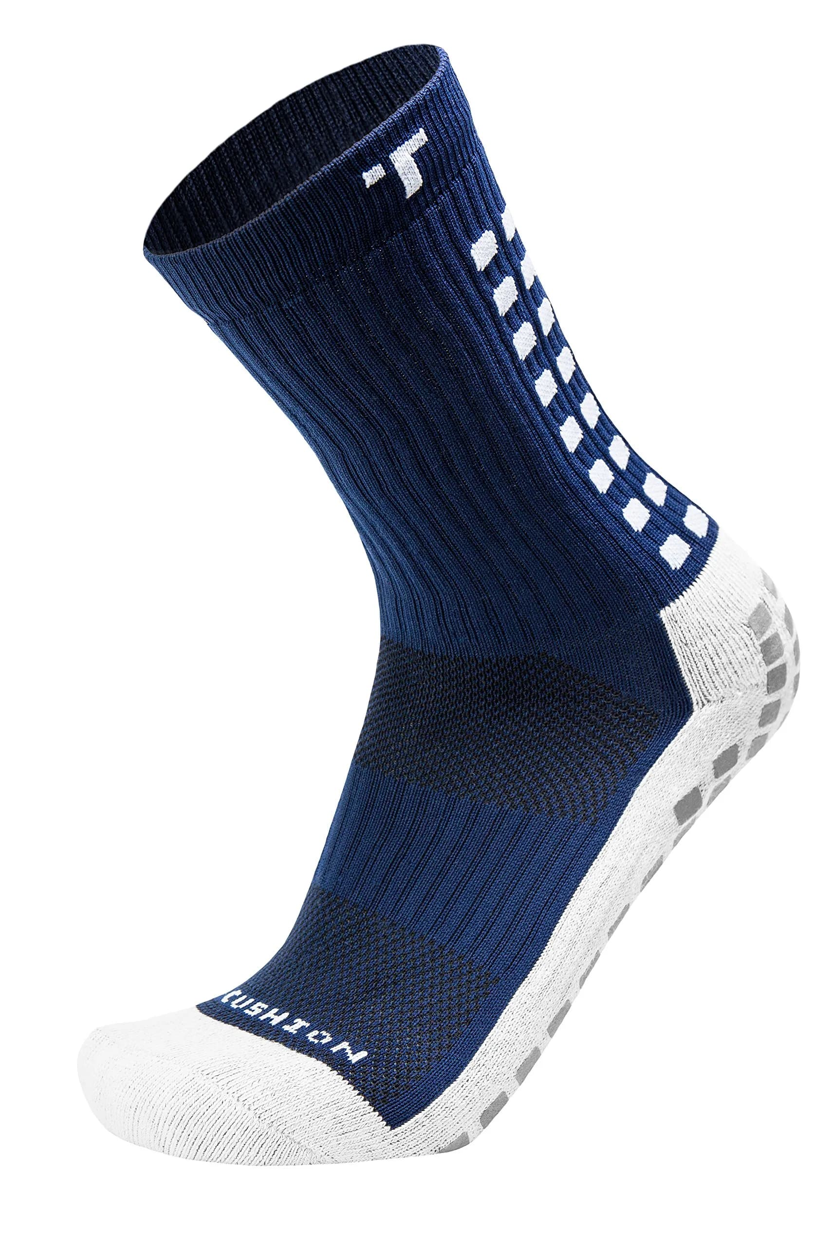 Trusox 3.0 Cushioned Grip Socks | Made in USA for Soccer & Football, Navy, Medium