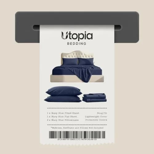 Utopia Bedding Full Sheets Set, 4 Pieces, Navy | Deep Pocket, Fade-Resistant, Microfiber thumbnail 7