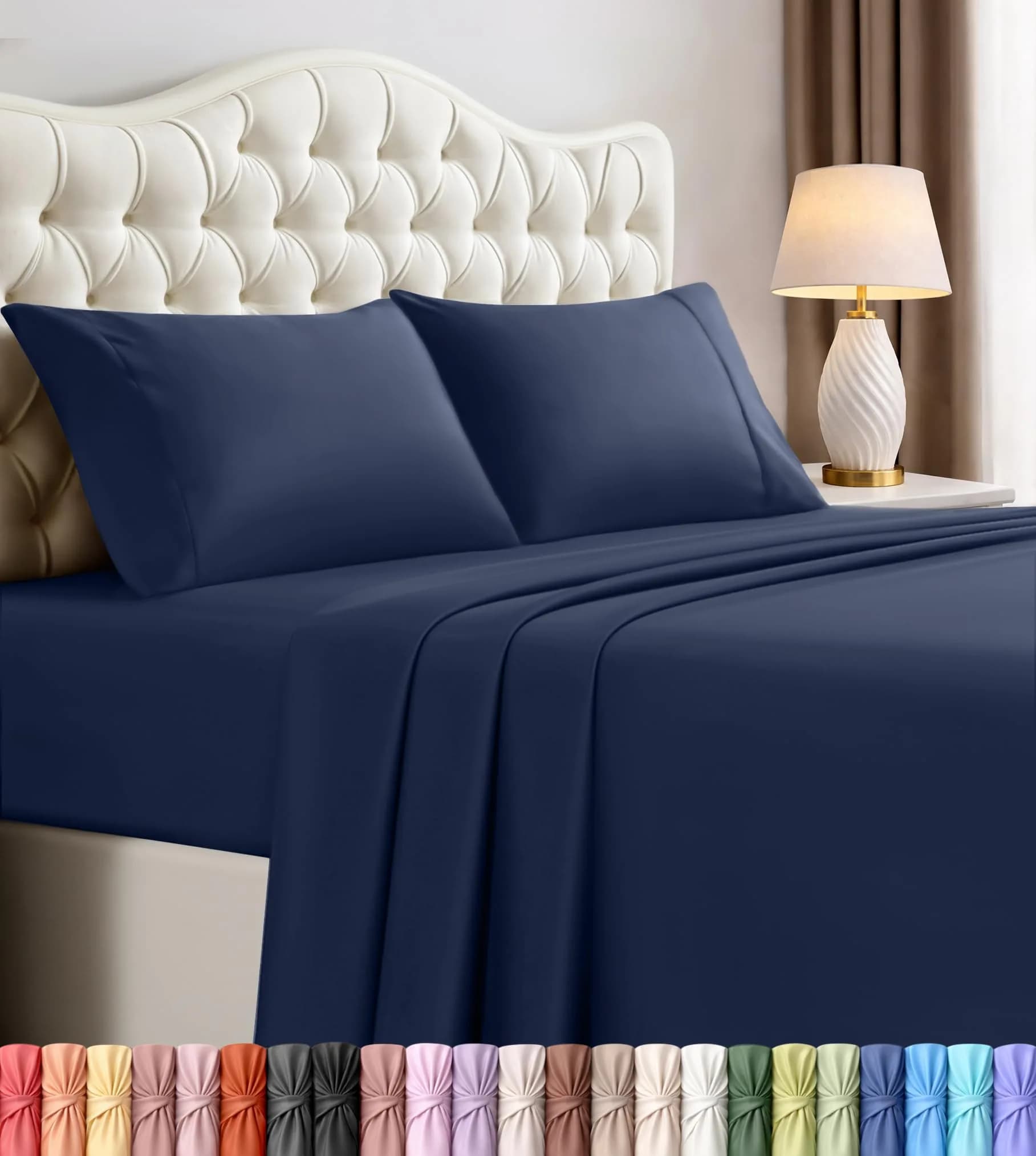 Utopia Bedding Full Sheets Set, 4 Pieces, Navy | Deep Pocket, Fade-Resistant, Microfiber
