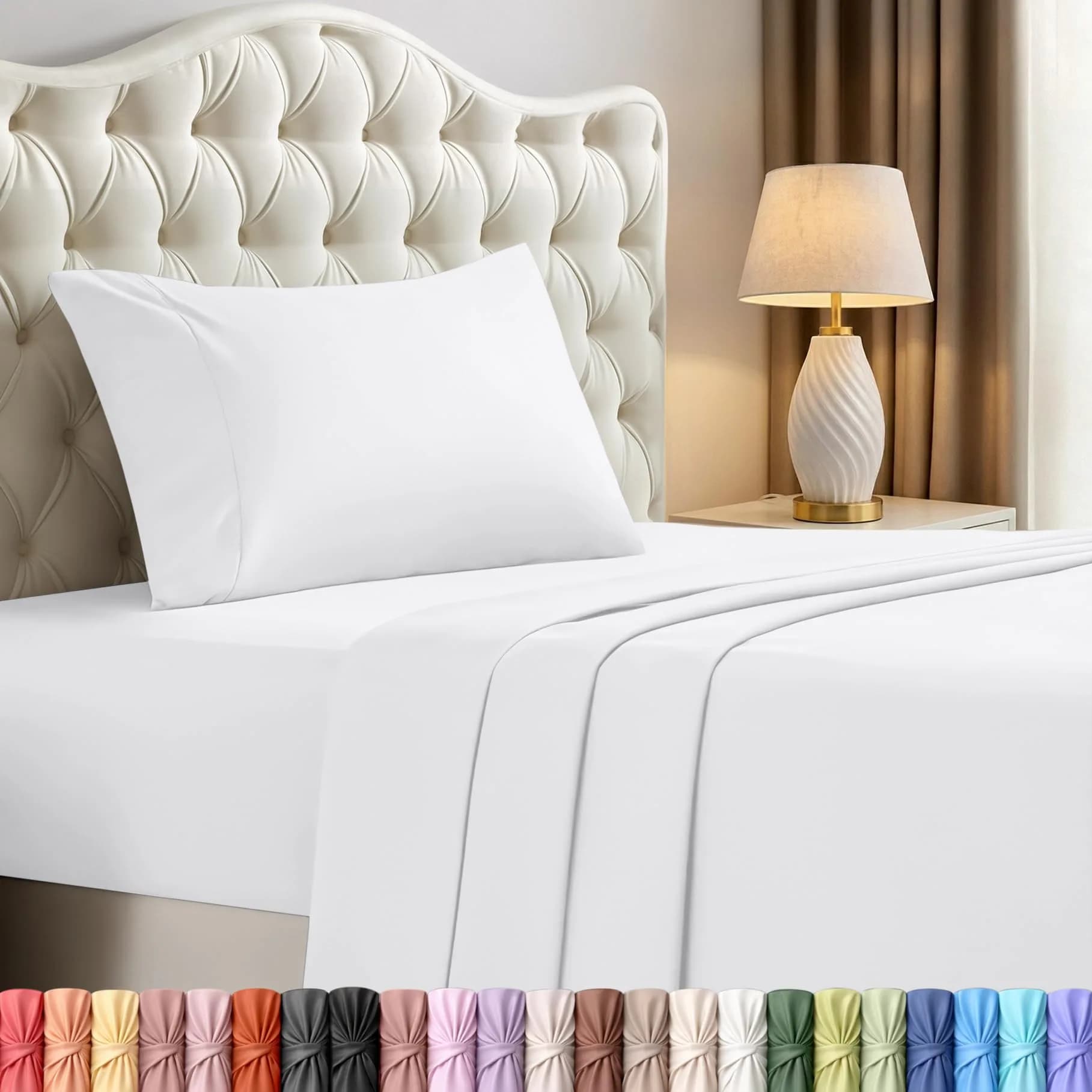 Utopia Bedding Twin Sheets Set, 3 Pieces 16" Deep Pocket White | Soft, Durable Microfiber Bedding