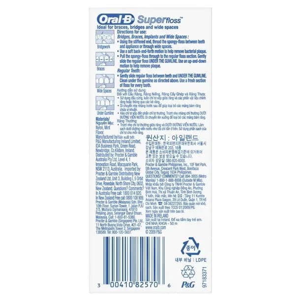 Oral-B Super Floss Mint Dental Floss for Braces Bridges - 100 Strips (2-Pack) | Triple-Action Cleaning for Braces & Bridges thumbnail 2