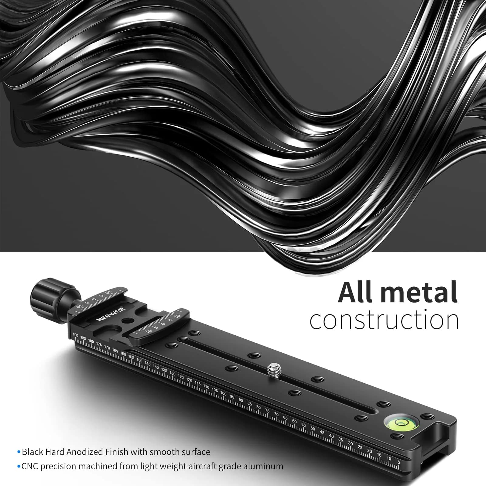Neewer 200mm Professional Rail Nodal Slide Metal Quick Release Clamp for Camera | Precision Laser Engraved Scale & Spirit Level - view 7