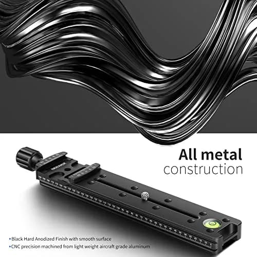 Neewer 200mm Professional Rail Nodal Slide Metal Quick Release Clamp for Camera | Precision Laser Engraved Scale & Spirit Level thumbnail 7