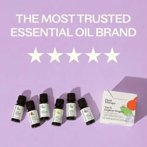 Plant Therapy Top 6 USDA Organic Essential Oil Set for Diffusion & Topical | 6x10mL, Pure & Certified thumbnail 4